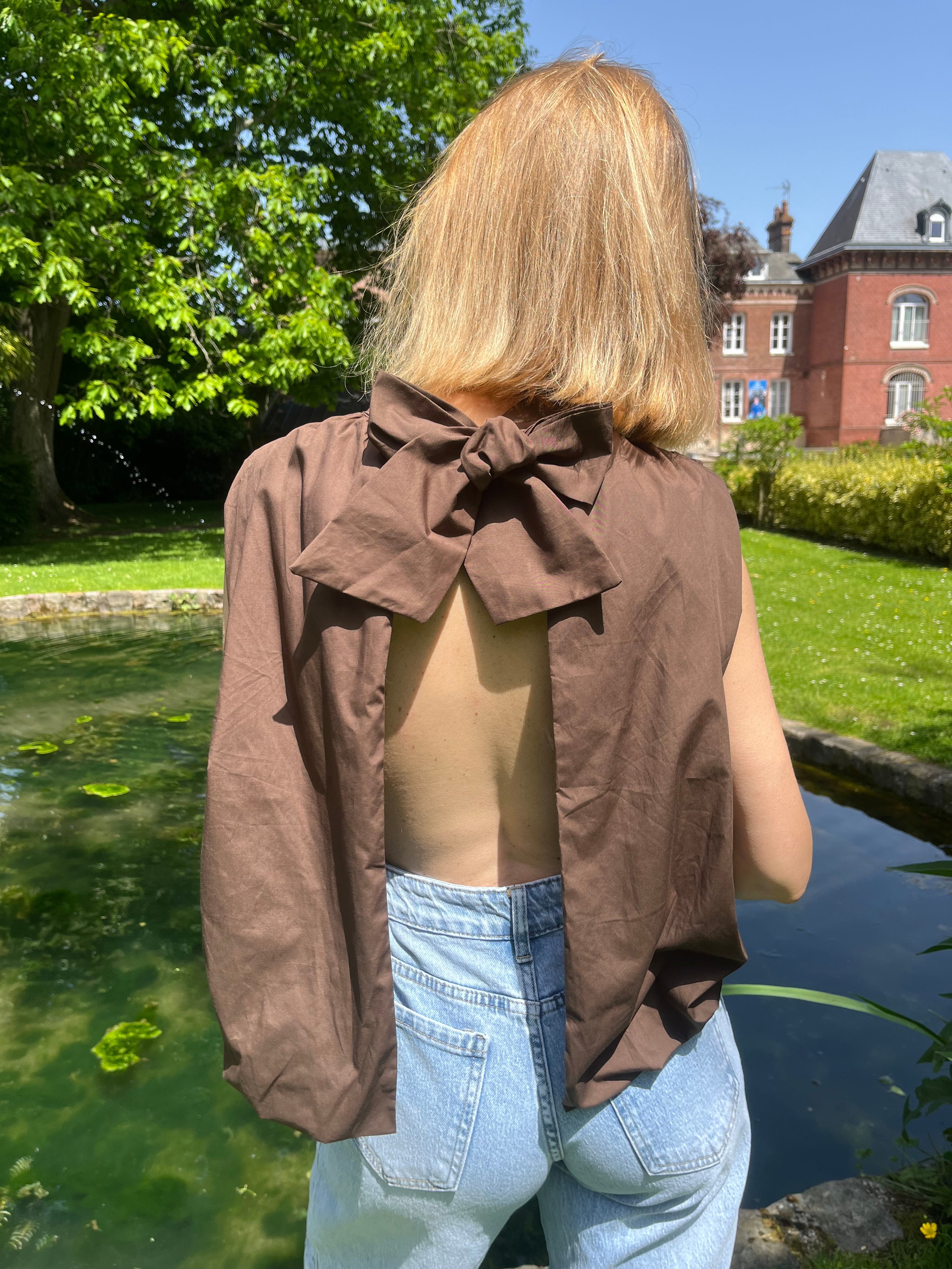 Eden - Top dos nu à noeud Lily Blue