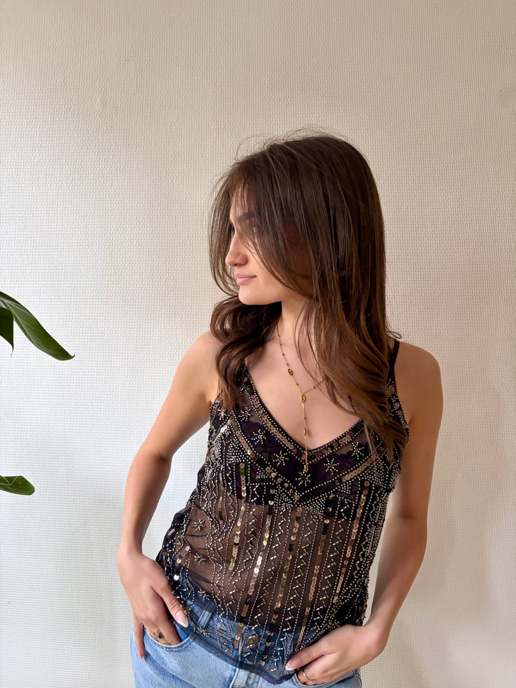 Victoria - Top à sequins Lily Blue