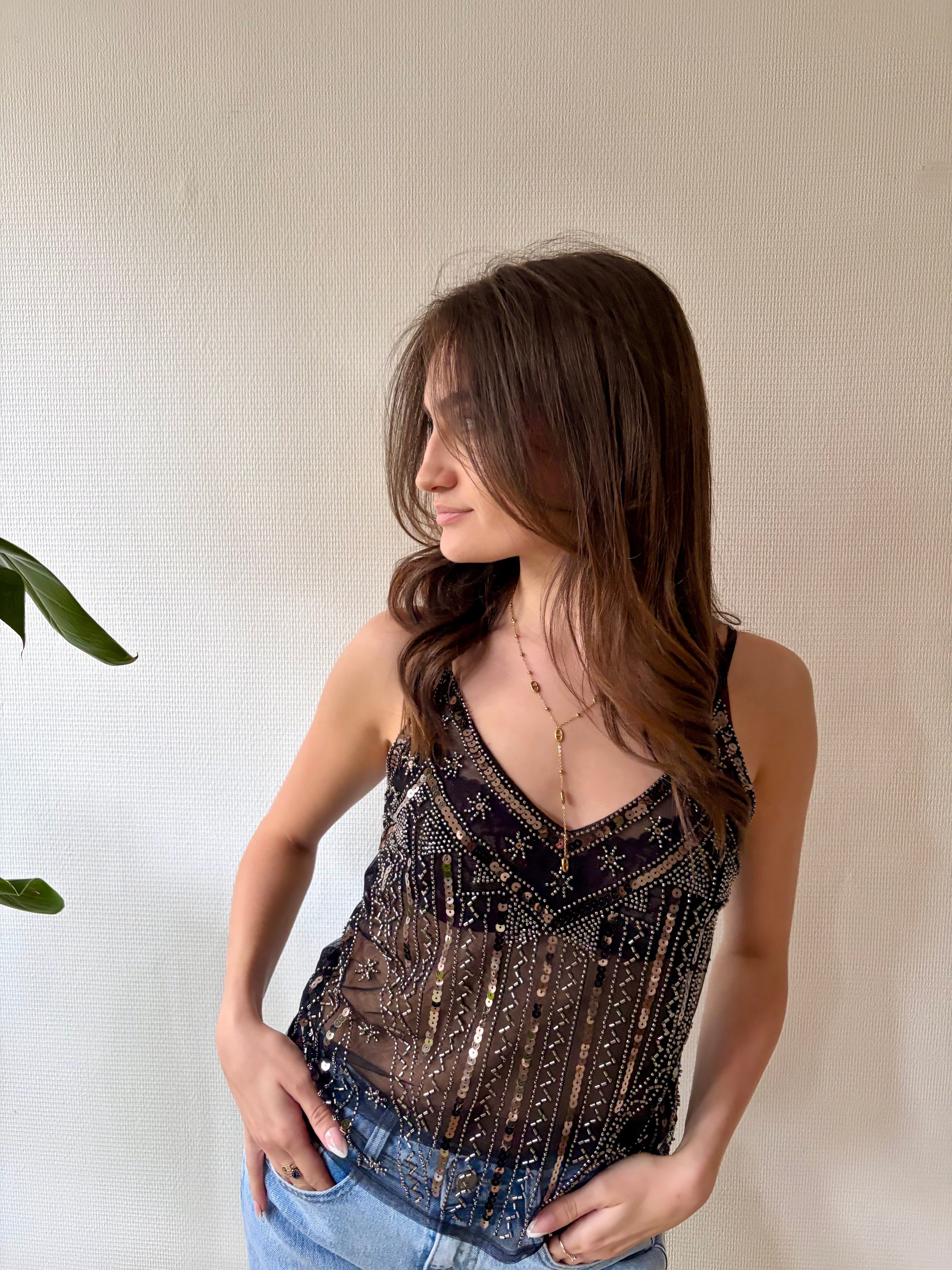Victoria - Top à sequins Lily Blue