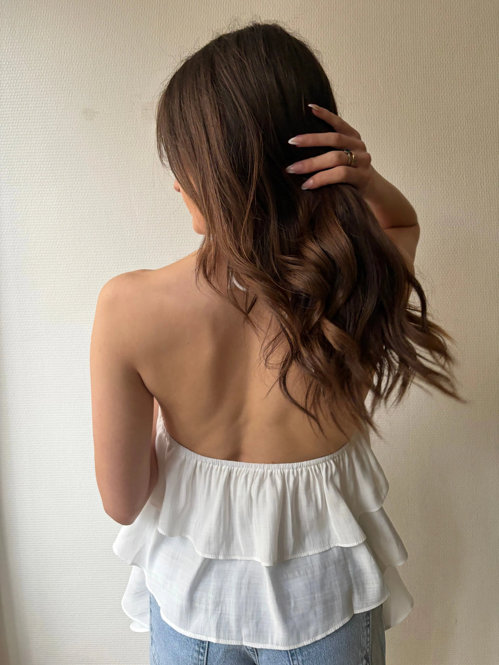 Mia - Top blanc à volants Lily Blue