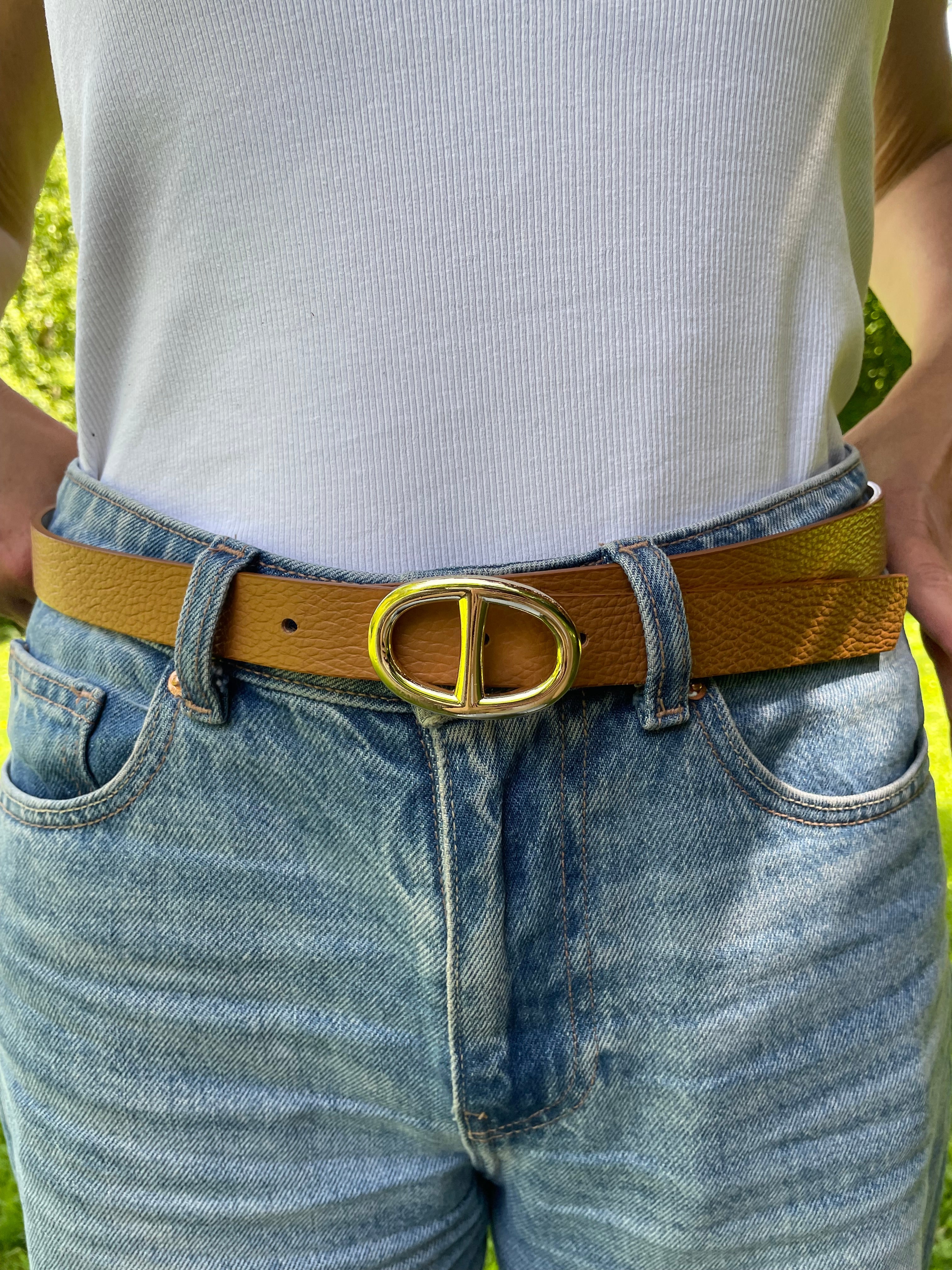 Lola - Ceinture en cuir boucle dorée Lily Blue