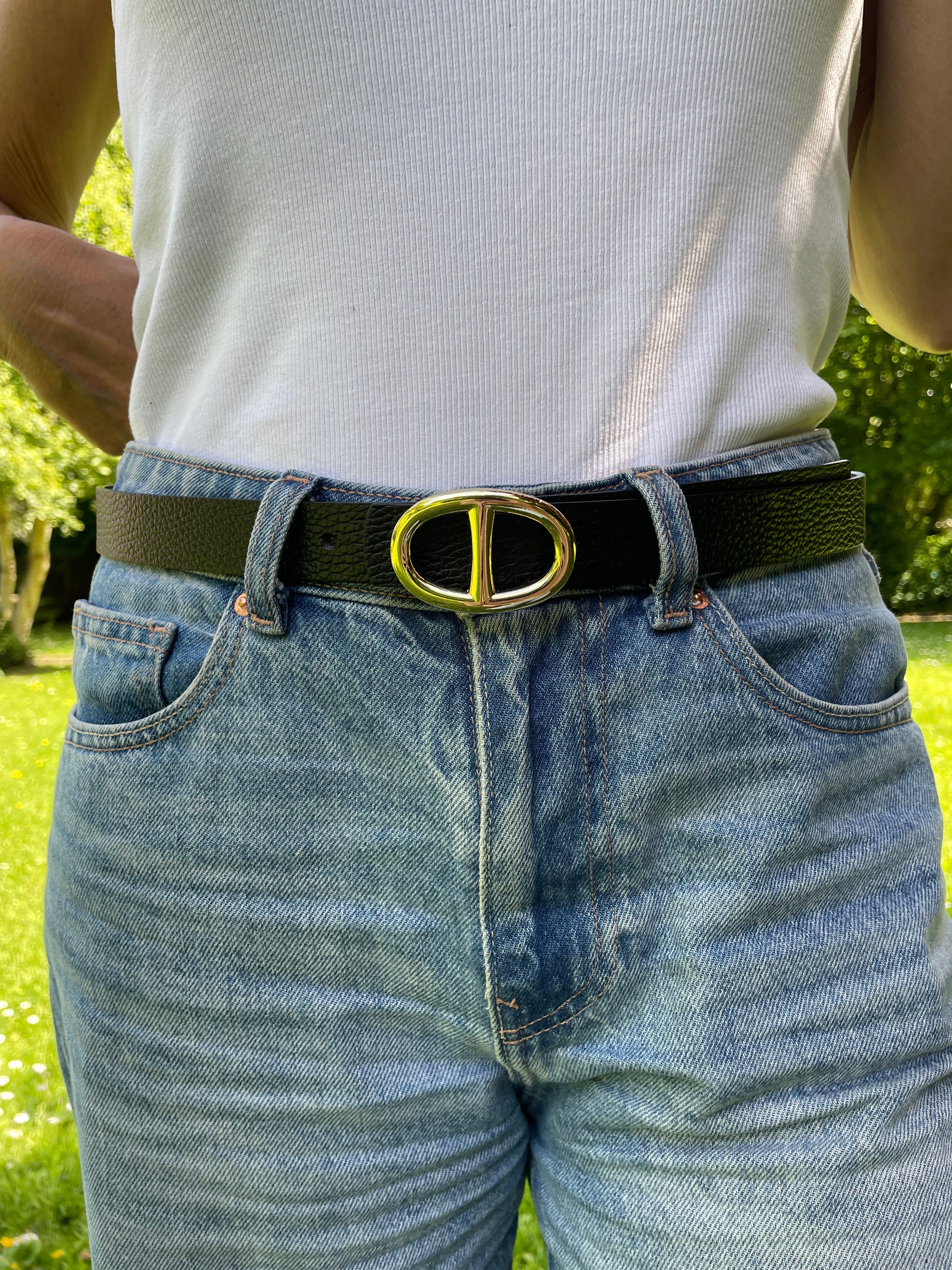 Lola - Ceinture en cuir boucle dorée Lily Blue