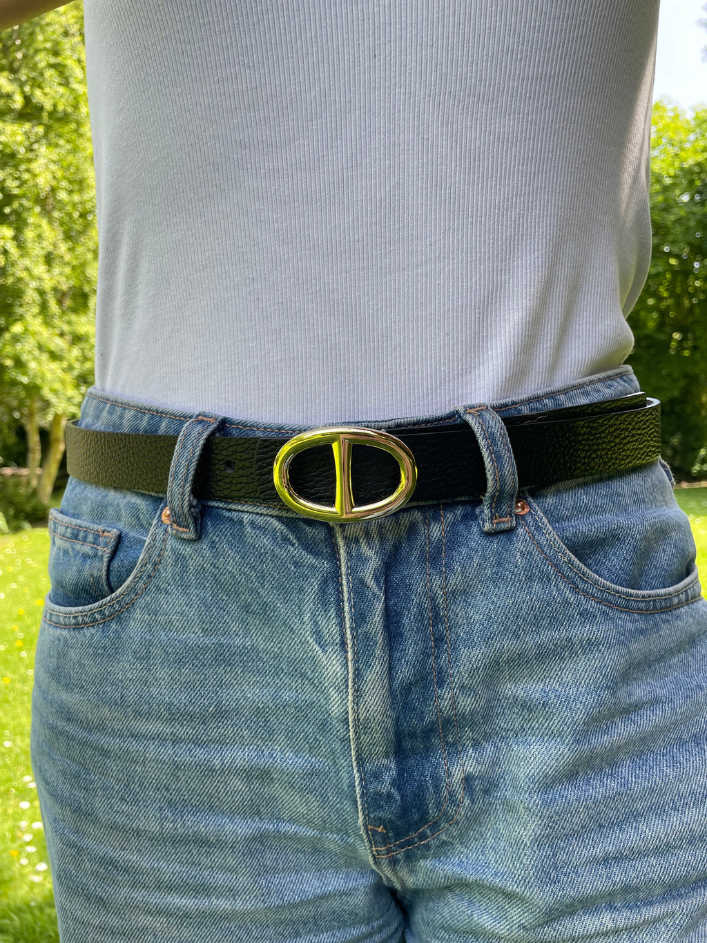Lola - Ceinture en cuir boucle dorée Lily Blue