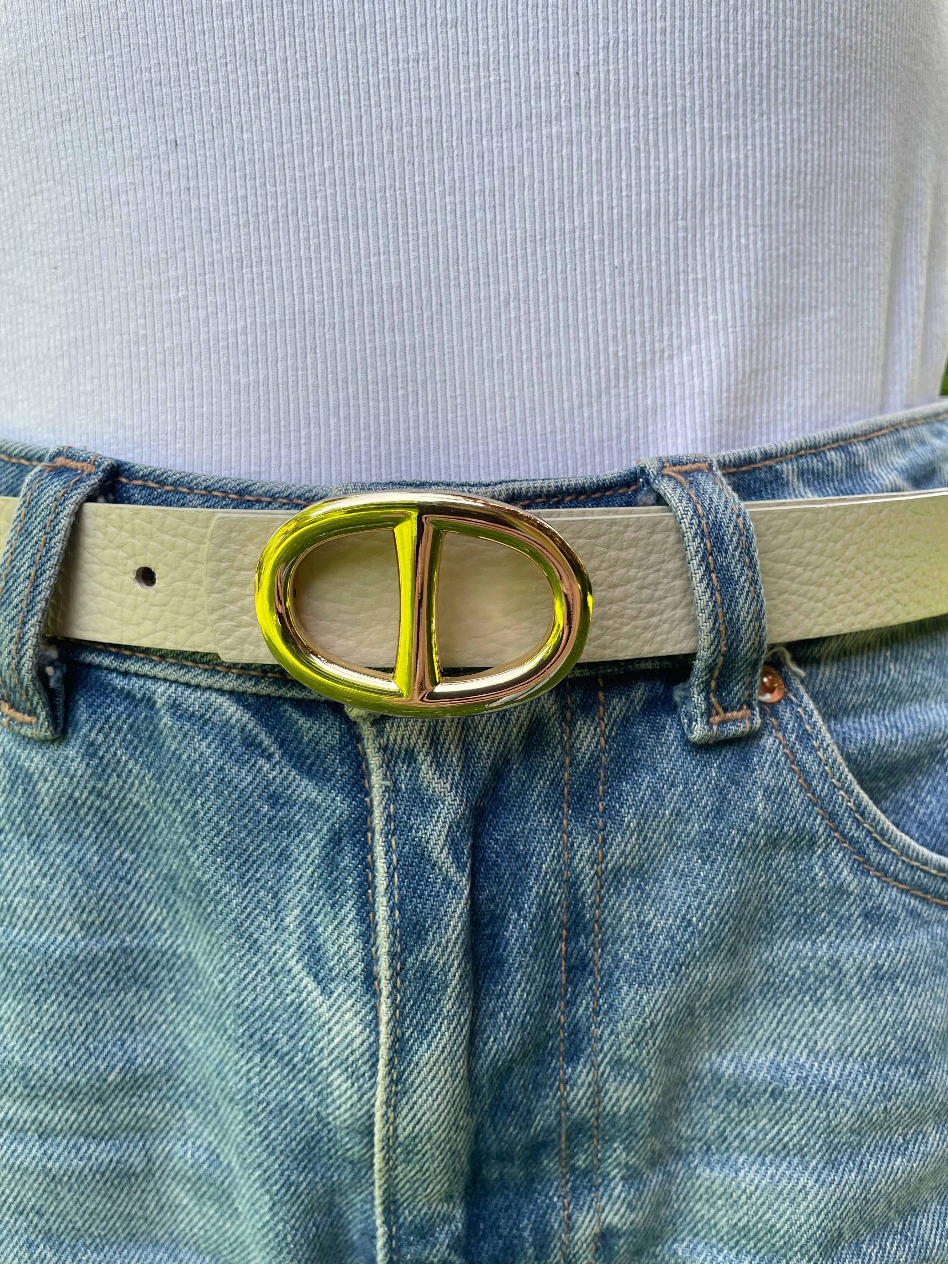 Lola - Ceinture en cuir boucle dorée Lily Blue