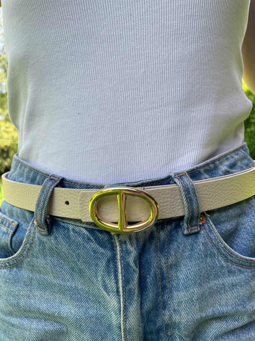 Lola - Ceinture en cuir boucle dorée Lily Blue